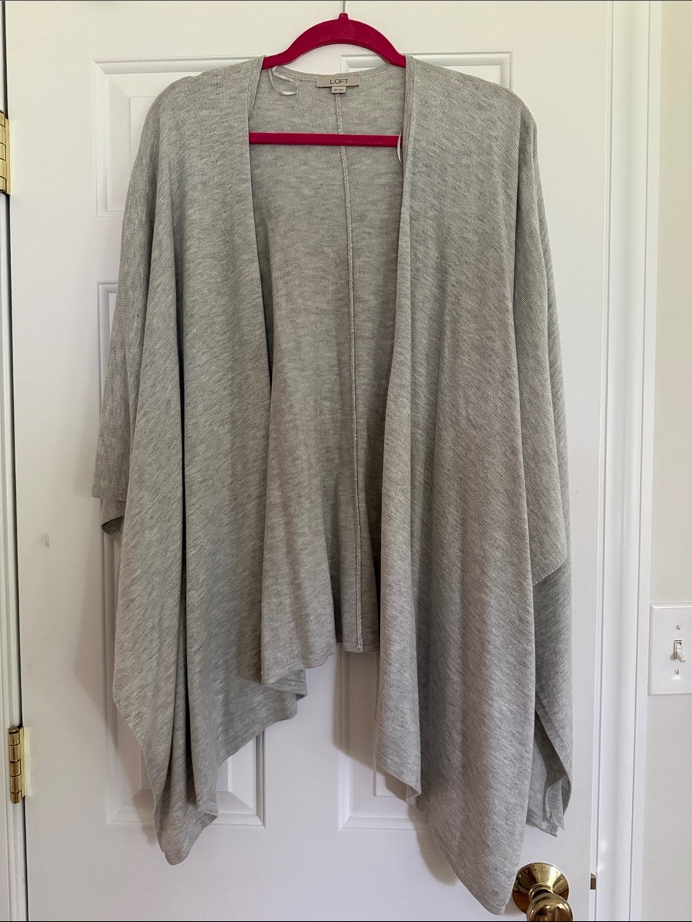 LOFT Heather Gray Draped Open Cardigan Poncho